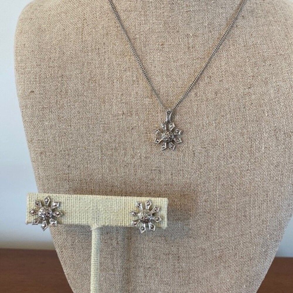 Vintage Kilmer & Daniel Art Deco Sterling Necklace & Matching Clip Earri…